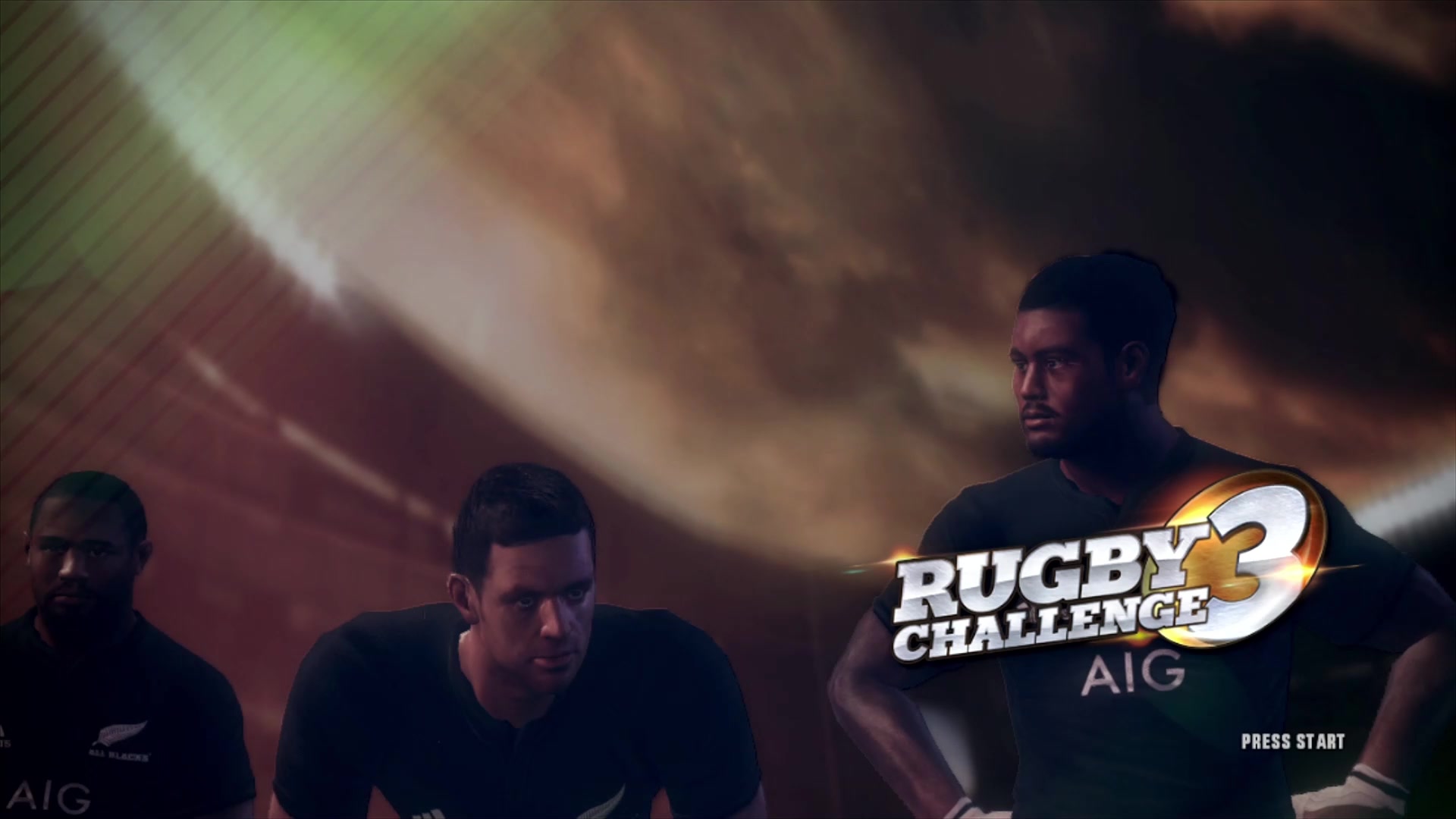 Rugby Challenge 3 title screen for Xbox 360